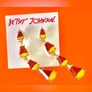 Betsey Johnson Candy Corn Dangle Earrings NWT